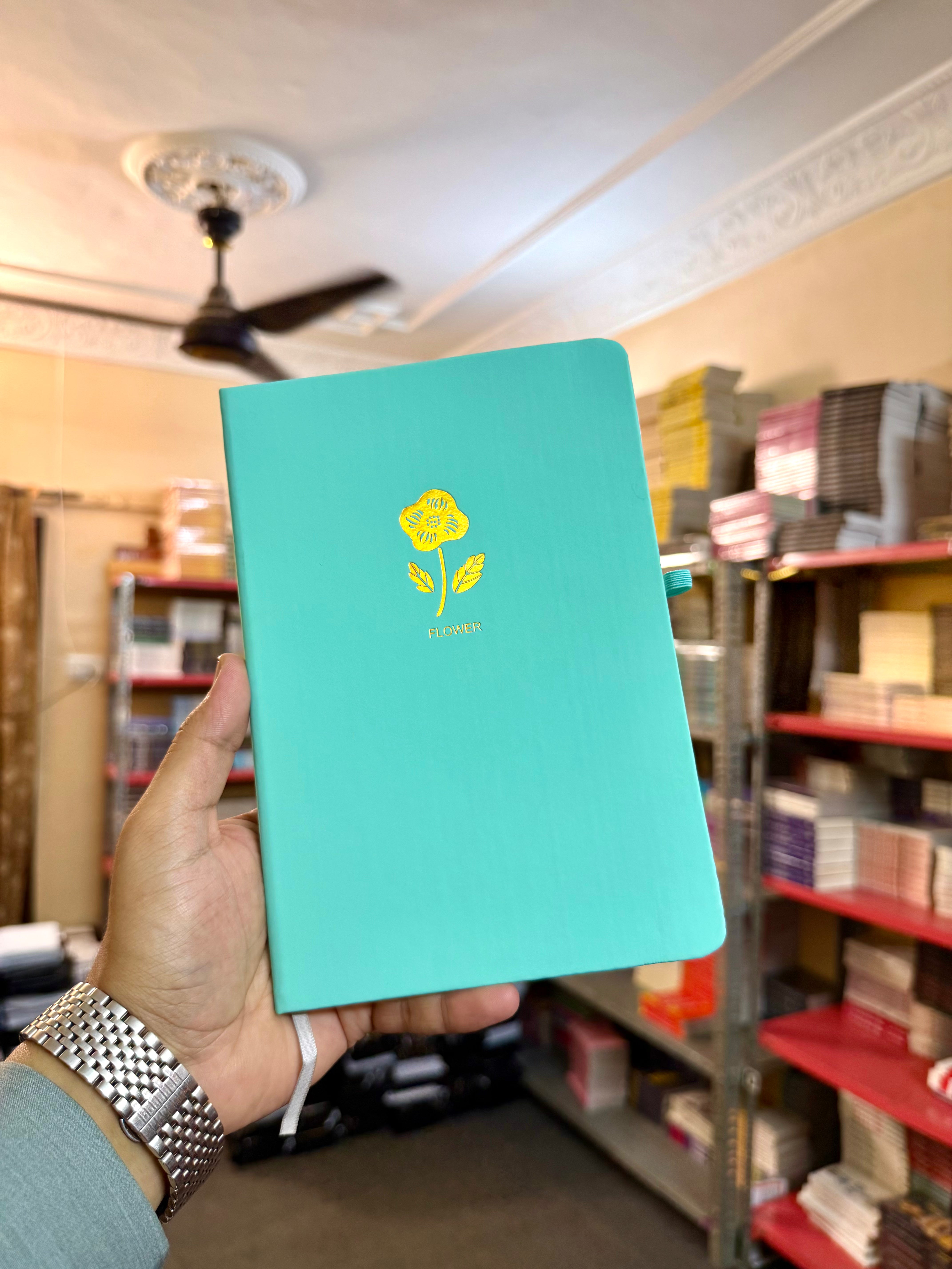 Turquoise – Leatherette Flower Journal